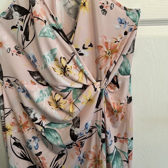 BCBGeneration Dress Twist Wrap Mini BOHO Multi Floral Size L Faux Knot NWT - Picture 4 of 6